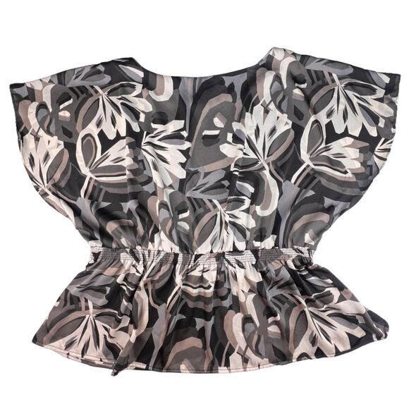 Apostrophe Top 24 Abstract Flowy Artsy Design Dolman Sleeve Boho Chic Blouse - Picture 2 of 10